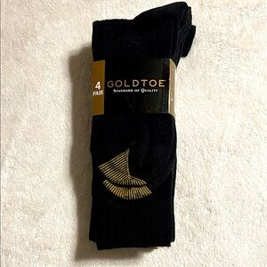 Gold Toe Men's Black and Gold Casual Socks. Sizes L 6-12